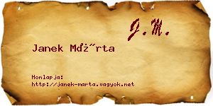 Janek Márta névjegykártya
